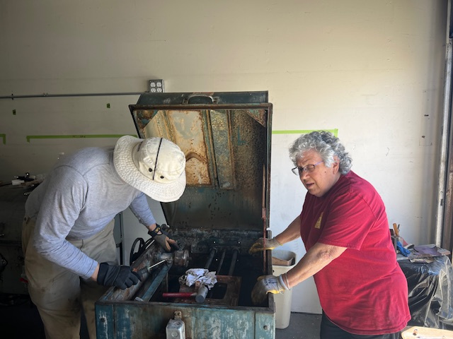 Setting up a saw.