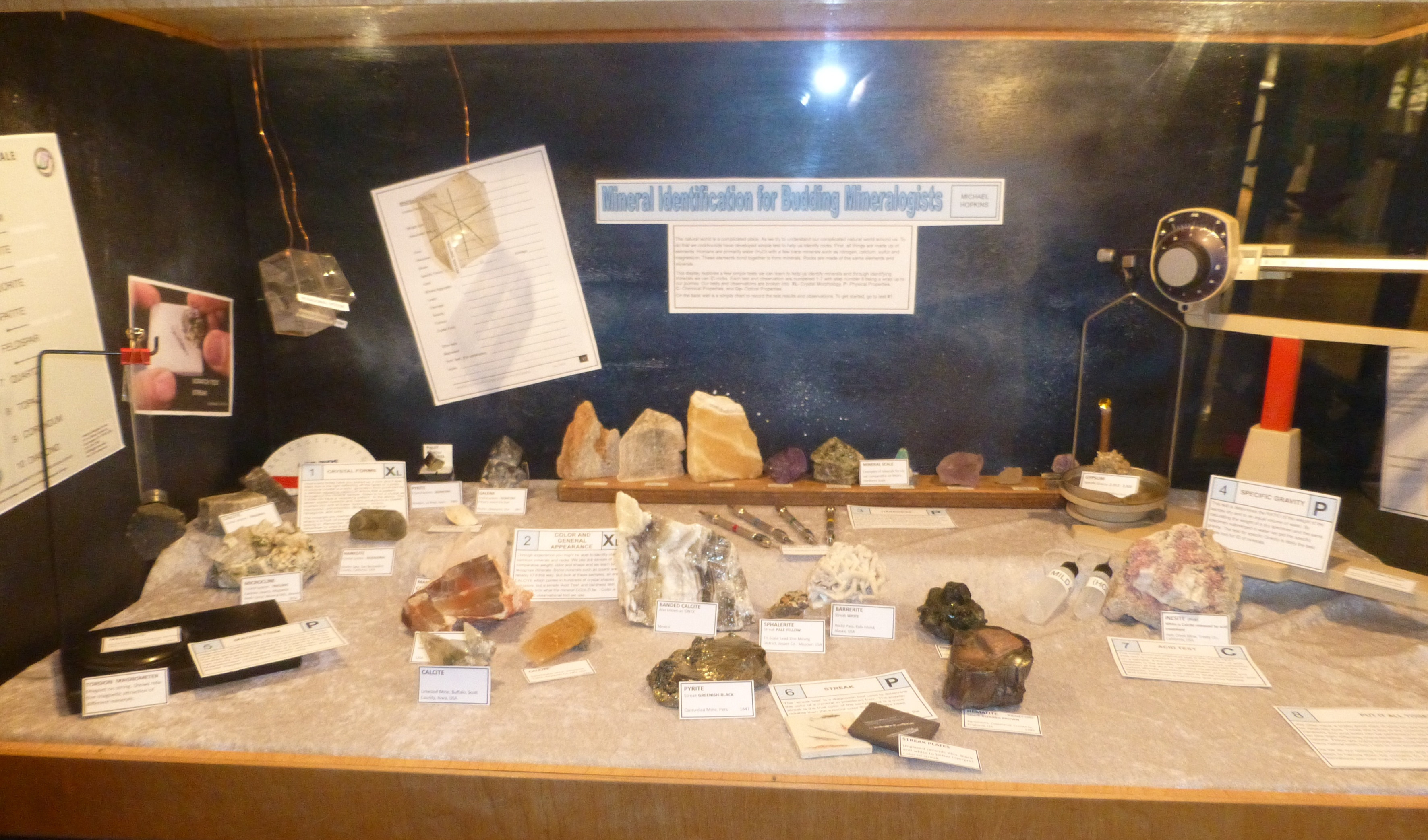 Mike Hopkin's Mineral Identification Display Case.