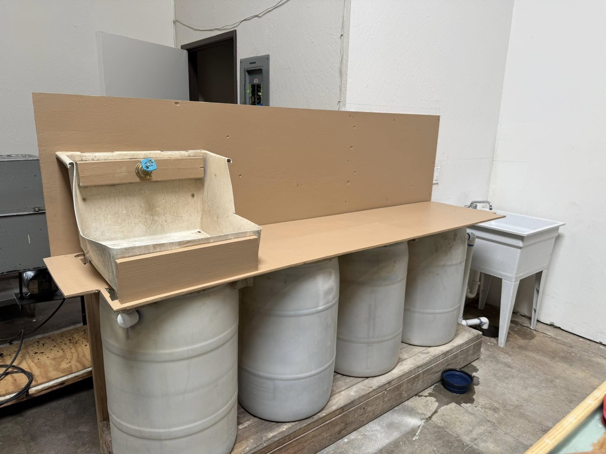 Settling drums for trapping sediment.
